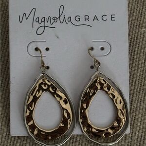 Magnolia Gold and Silver Teardrop Earrings